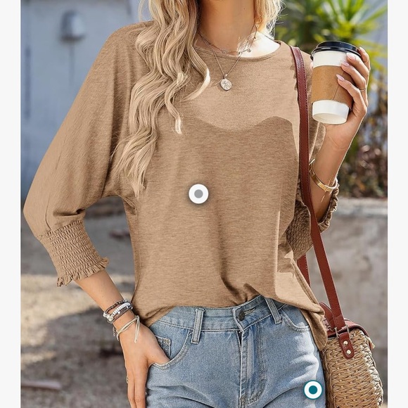 Tan Relaxed Smocked Blouse - Picture 4 of 8